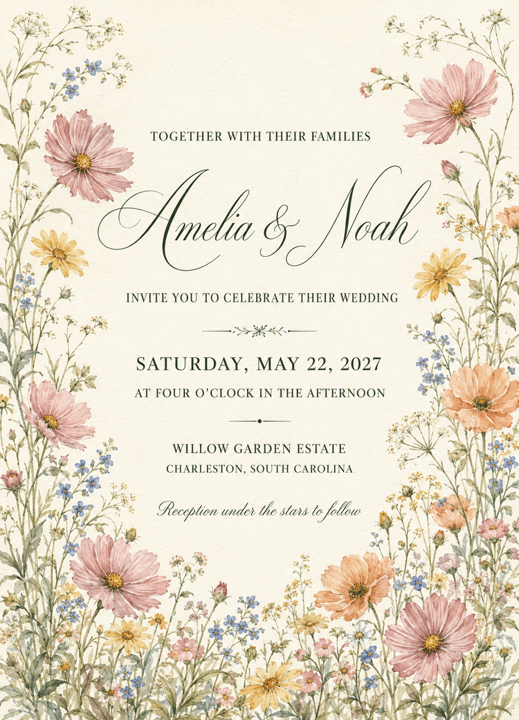 Wildflower invitation design