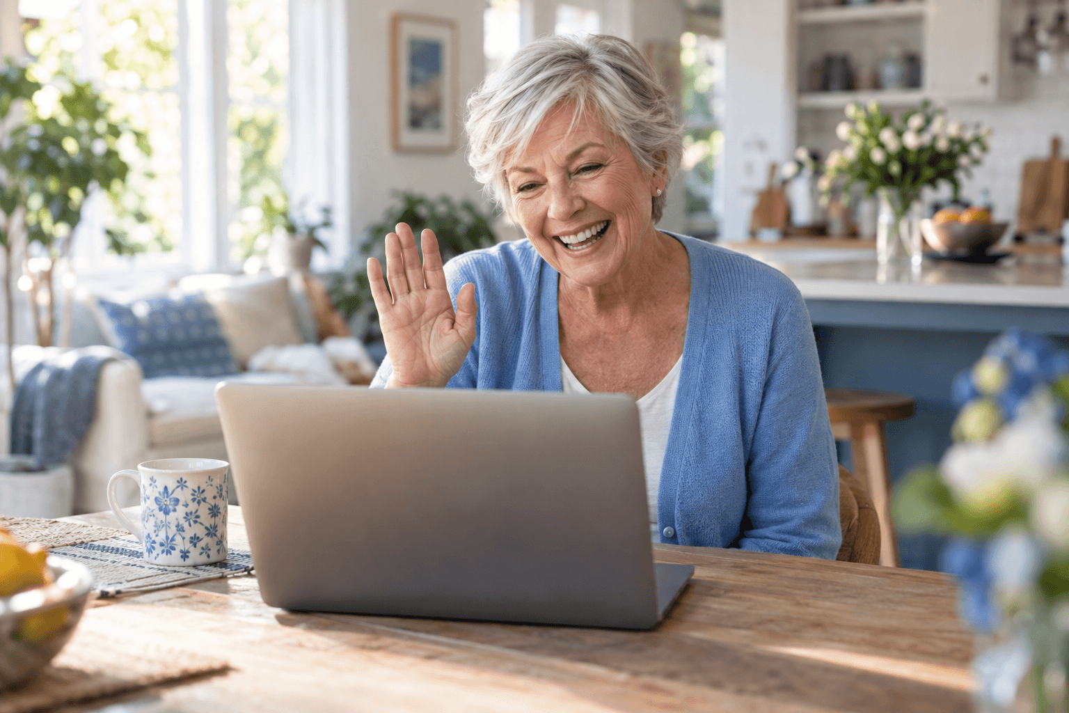 Illustrative scene of a grandmother enjoying a video call